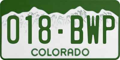 CO license plate 018BWP