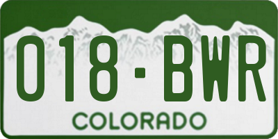 CO license plate 018BWR
