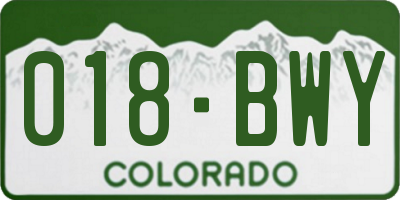 CO license plate 018BWY