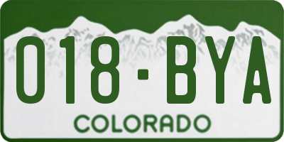 CO license plate 018BYA