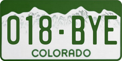 CO license plate 018BYE