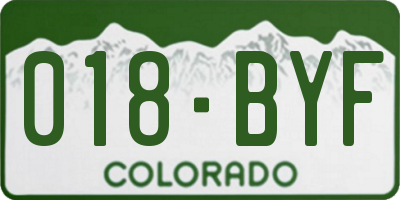 CO license plate 018BYF