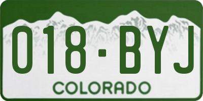 CO license plate 018BYJ
