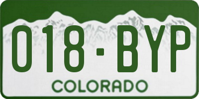 CO license plate 018BYP