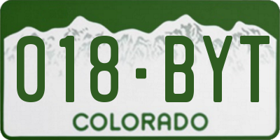 CO license plate 018BYT