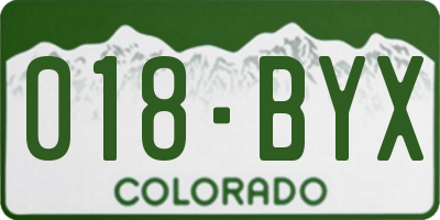 CO license plate 018BYX