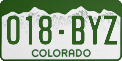 CO license plate 018BYZ