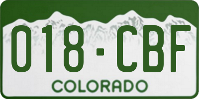 CO license plate 018CBF