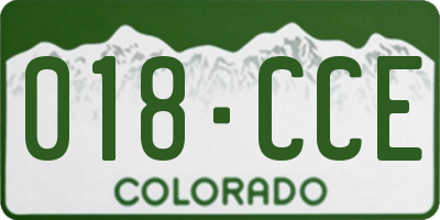 CO license plate 018CCE