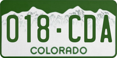 CO license plate 018CDA