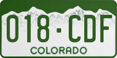 CO license plate 018CDF