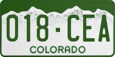 CO license plate 018CEA