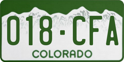 CO license plate 018CFA