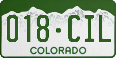 CO license plate 018CIL