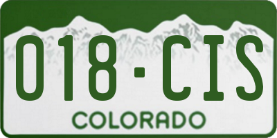 CO license plate 018CIS