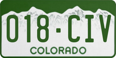 CO license plate 018CIV