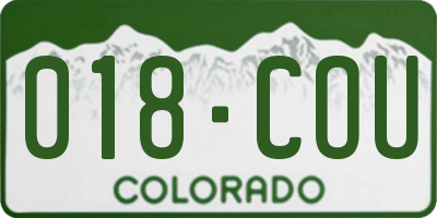 CO license plate 018COU