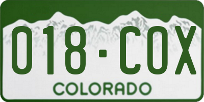 CO license plate 018COX