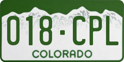 CO license plate 018CPL
