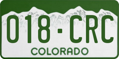 CO license plate 018CRC