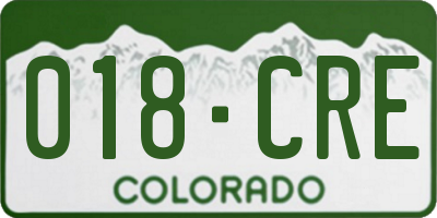 CO license plate 018CRE