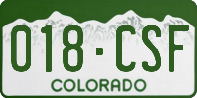 CO license plate 018CSF