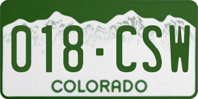CO license plate 018CSW