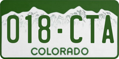 CO license plate 018CTA