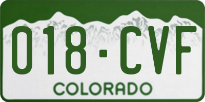 CO license plate 018CVF