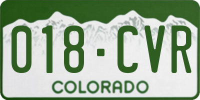 CO license plate 018CVR