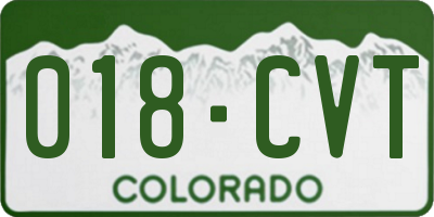 CO license plate 018CVT