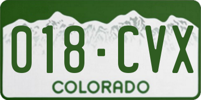 CO license plate 018CVX