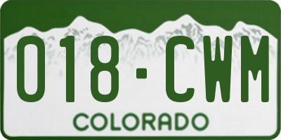 CO license plate 018CWM