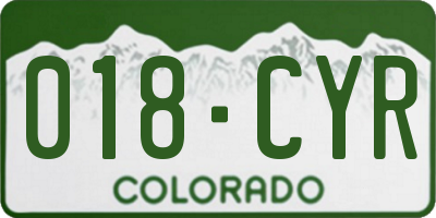 CO license plate 018CYR