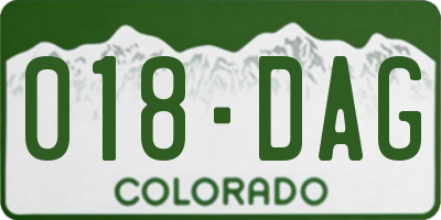 CO license plate 018DAG