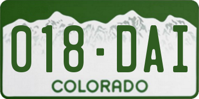 CO license plate 018DAI