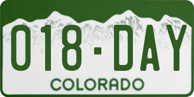 CO license plate 018DAY