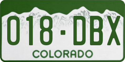 CO license plate 018DBX