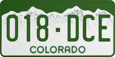 CO license plate 018DCE