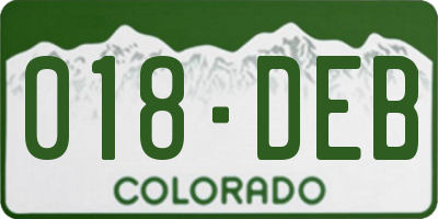 CO license plate 018DEB