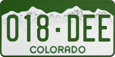 CO license plate 018DEE