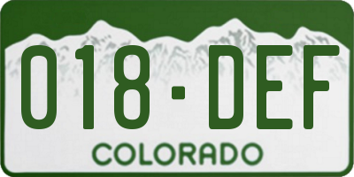 CO license plate 018DEF