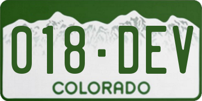 CO license plate 018DEV