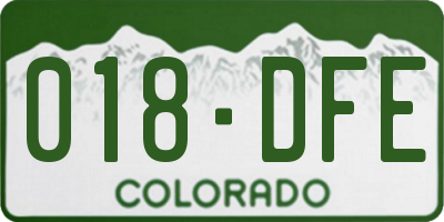 CO license plate 018DFE