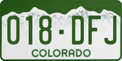 CO license plate 018DFJ