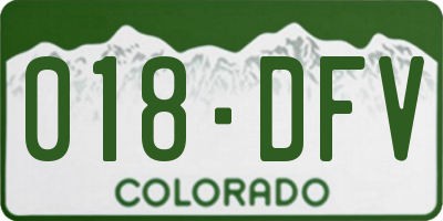 CO license plate 018DFV