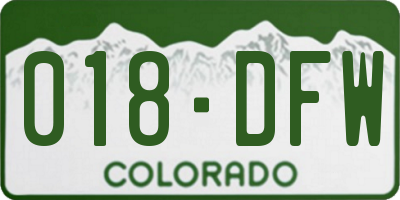 CO license plate 018DFW