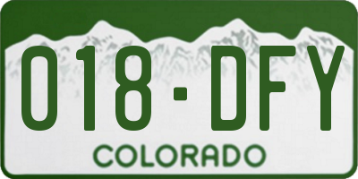CO license plate 018DFY