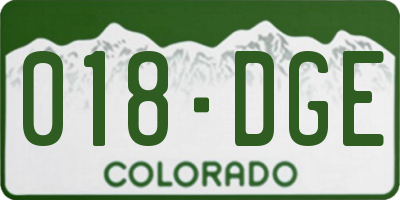 CO license plate 018DGE