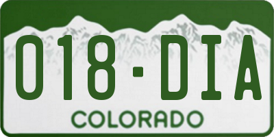 CO license plate 018DIA